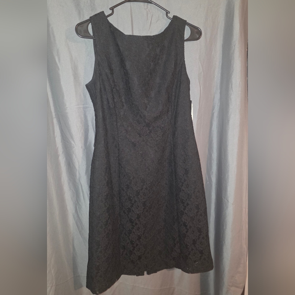 Tahari ASL Black Lace Midi Dress